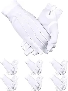 12 Pairs White Gloves Men Pallbearer Funeral Masonic Parade Mittens Dress Nylon Uniform Cosplay Costume White Gloves for Formal Tuxedo Guard Party Supplies - Home Improvement.