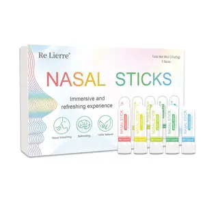 Re Lierre Nasal Inhaler Bundle 5 flavors, Aromatherapy Sticks Warming & Cooling Fragrances Undiluted Oil Natural Ingredients Refreshing