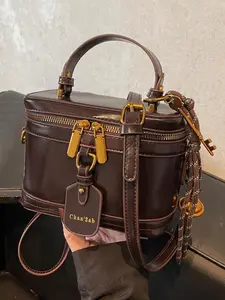 Women's Elegant Minimalist Handbag, Fashionable Retro Simple Style Crossbody Bag with Charm, Casual Trendy Versatile High-quality Daily Commuting Bag, Sling Purse, Casual Messenger Bags