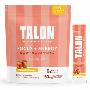 Talon Focus and Energy Drink Mix – Magtein Magnesium L-Threonate, Alpha GPC, Rhodiola & L Theanine - Brain Supplements for Memory and Focus with Caffeine - 15 Single Serve Packets