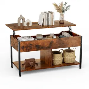 39IN Lift Top Coffee Tables For Living Room Wood Dining Tables Adjustable Height Storage Shelf Easy Lift Or Lower Tea Desk