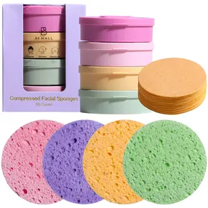 80pcs Compressed Cleansing Sponge Set, Facial Cleansing Pads, Daily Face Cleaning & Exfoliating,Natural Beauty Spa Sponges, Reusable, Elegant Gift Box Packaging