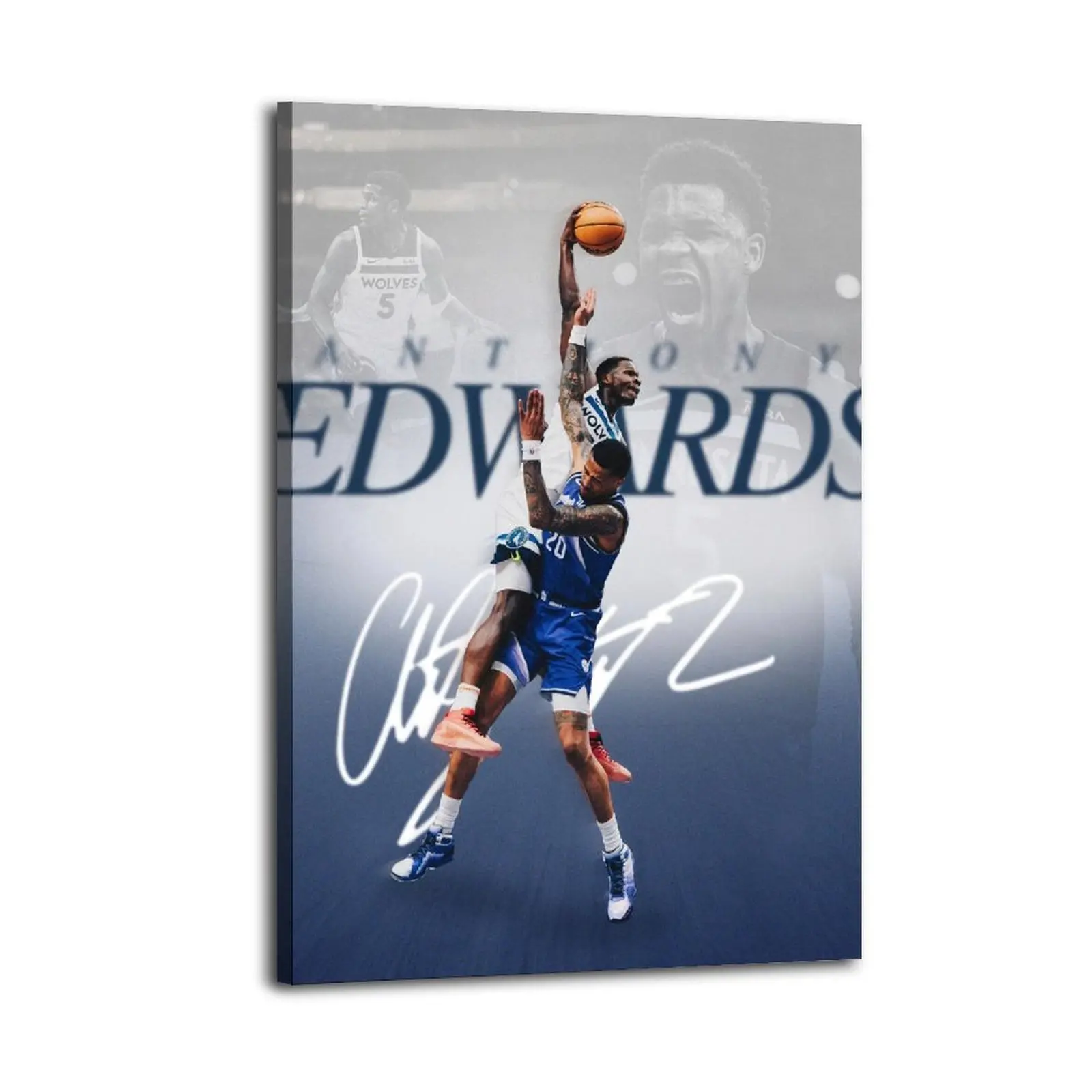 Anthony Edwards Fantasy Waterproof Canvas Wall Print Poster - Multi-Size (12x18in, 20×30Inch(50×75Cm)), Pine Wood Frame Compatible, Portable Hanging, Home Decor for Wardrobe, Ideal Gift for Animal Lovers, Balcony