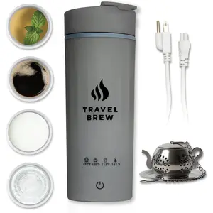 Portable Travel Kettle with Tea Infuser Mini Electric Kettle with 4 Temperature Settings Auto Shut-Off & Boil Dry Protection Gray