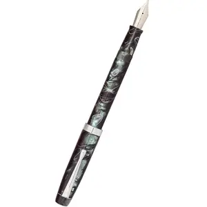 FPR Himalaya V2 Chrome Fountain Pen for Writing and Calligraphy, Ultra Flex Extra Fine Nib with Twist Converter, Metal Clip and Cap Ring