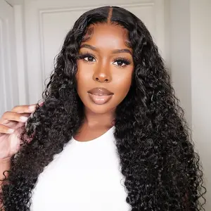 AliPearl Wigs Glueless Deep Wave 5x7 Lace Closure Wig Ready Go Pre Bleached Pre Plucked Lace Human Hair Curly Hair