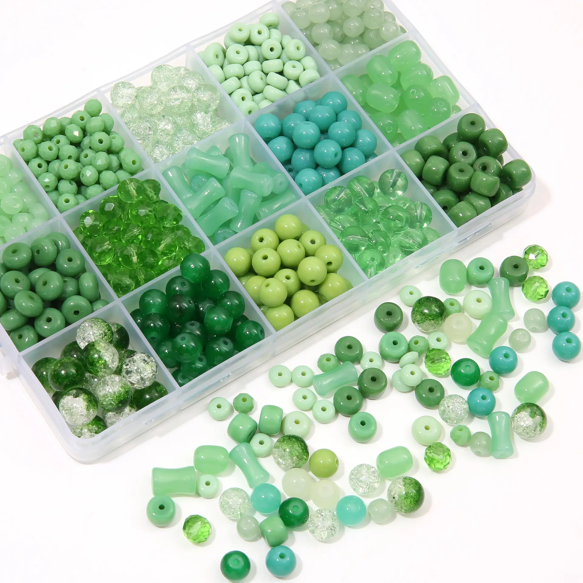 Green transparent solid color glass beads, crystal beads, round beads, bamboo beads, used for DIY handmade bracelets, necklaces, and jewelry Green transparent solid color glass beads, crystal beads, round beads, bamboo beads, used for DIY handmade bracelets, necklaces, and jewelry