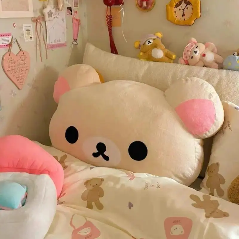 44cm Cute Rilakkuma Plush Toy Back Support Detachable Cover Bedside Large Pillow Comforter Washable Sleeping Pillow Gifts