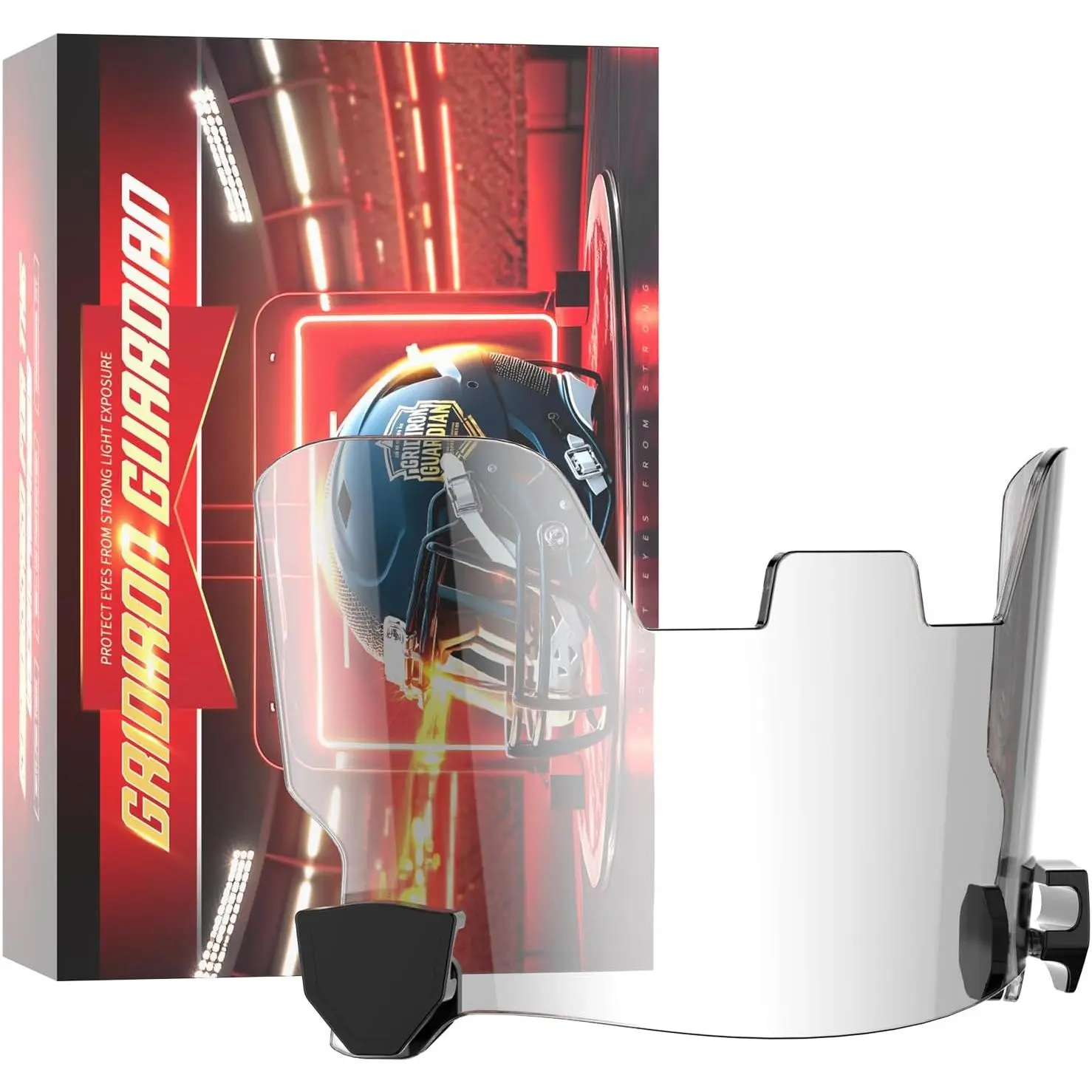 Transparent Polycarbonate Football Visor Kit - Robust Scratch-Resistant Coating, Lightweight Protective Gear, Quick Clip, Universal Fit for Riddell Speedflex, Schutt & Xenith Helmets (Adult Use), Minimal Weight