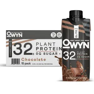 Pro Elite 32g Plant Protein Shake Chocolate Flavor 11.15 fl oz 15 Pack Lean Muscle Booster Energy Beverage