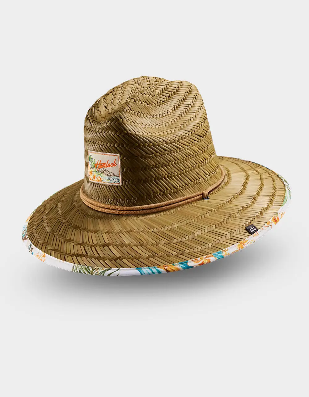 HEMLOCK HAT CO.  Mens Aloha Tropics UPF 50+ Lifeguard Straw Hat, Natural