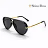 ShineThru Women's Aviator Sunglasses - Gold Trim Full-Rim PC Plastic, UV400 Protection, Lightweight 60s Aesthetic, Ryan Gosling Style, Modern Trendy Cycling Sunwear, Sunglasses for Women, Stylish Accessories Adults Female,sohochic