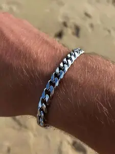 Men's Cuban Chain Bracelet, Classic Stainless Steel Link, Hip Hop Sports Jewelry, Fashion Gift for Party Beach, Bangle Chain Jewelry