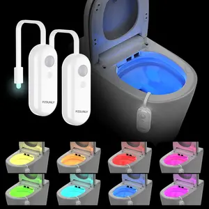 2pcs Induction Toilet Light, 8 Color Gradient Rechargeable LED Night Lamp, Led Light Up, Color Changing Light, Wall Mounted Bathroom Toilet Light, Fun Christmas New Year Gift