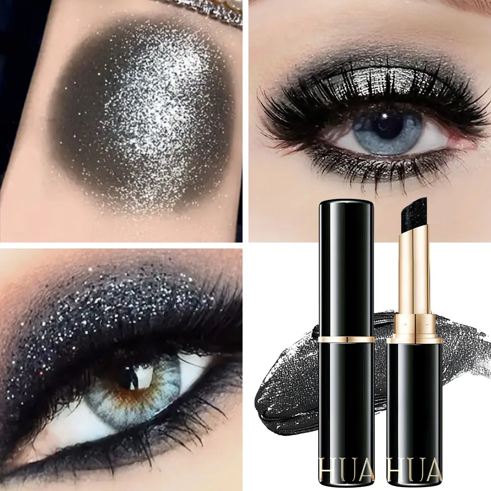Huasurv Jelly Highlighter Eyeshadow Stick, Eye Shadow Sticks, Eyeshadow And Highlighter, Eyeshadow Pen for Long-Lasting Sparkle, Sparkly Shimmer Eyeshadow, Matte Shimmer Smoky Eye Makeup, Perfect for Parties & Festivals