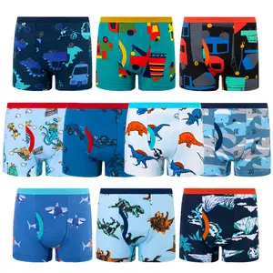BIG ELEPHANT Boys’ 10-Pack Cotton Boxer Briefs – 100% Soft, Breathable Underwear with Playful Dinosaur Prints (Sizes 3T–10Y)