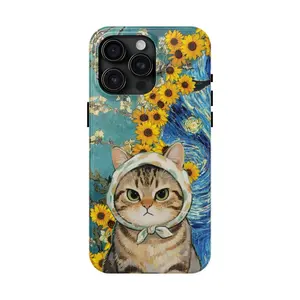 Van Gogh Phone Case Cat Meme Parody Cover for iPhone 17 - 11 Pro Max Plus Mini X XR XS 7 8 Plus or SAMSUNG GALAXY S25 - S21 Ultra Plus