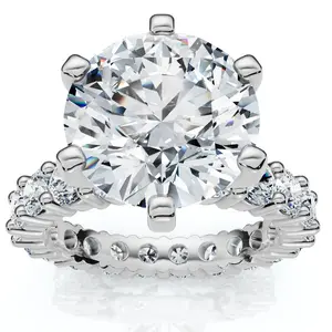 Certified 5 1/2Ct Diamond Eternity Engagement Ring 14k White Gold Lab Grown