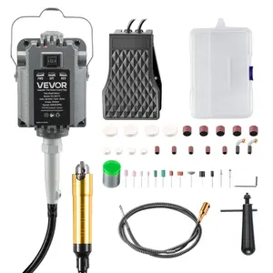 VEVOR Flex Shaft Grinder, 1000W 30000RPM Electric Flex Shaft Rotary Tool, Foot-Pedal Control Hanging Carver Grinder with 74PCS Accessory Kit for Sanding Buffing Polishing Cutting