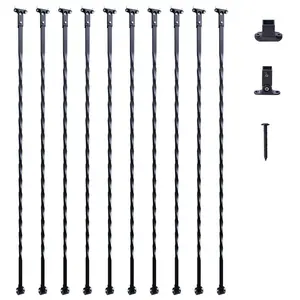 【DealsForYouDays】VEVOR 10 Spiral Staircase Metal Balusters, 44 inches x 1/2" Galvanized Steel Hollow Twist Decorative Banister Spindles, Satin Black Deck Railing with 1 Instruction Manual, 20 Baluster Shoes & 40 Screws