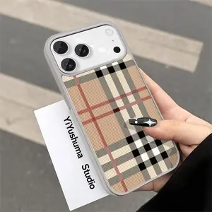 Retro Plaid Texture Pattern Magsafe Case For iPhone 17 Pro Max 16 15 14 13 12 11 Pro Plus XS Max Hard Acrylic TPU Shockproof Protection Drop-Proof Phone Case