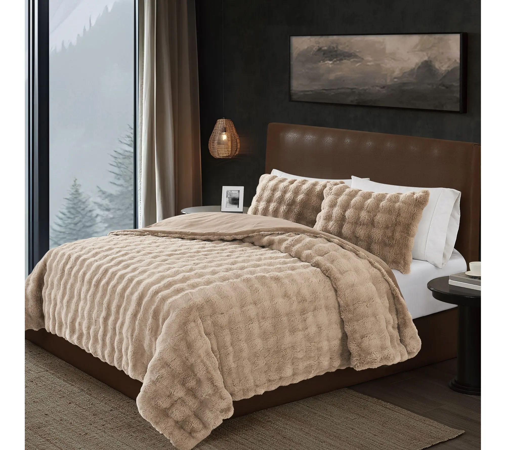 Frye Bubble Faux Fur King Comforter Set Frye Bubble Faux Fur King Comforter Set