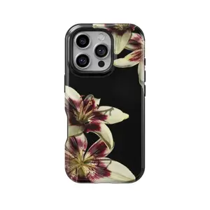 Hand Painted Lily Orchid Floral Y2K Tough Phone Case Teen Chic That Girl Black Cocette Cute Flower iPhone 11 12 13 14 15 16 17