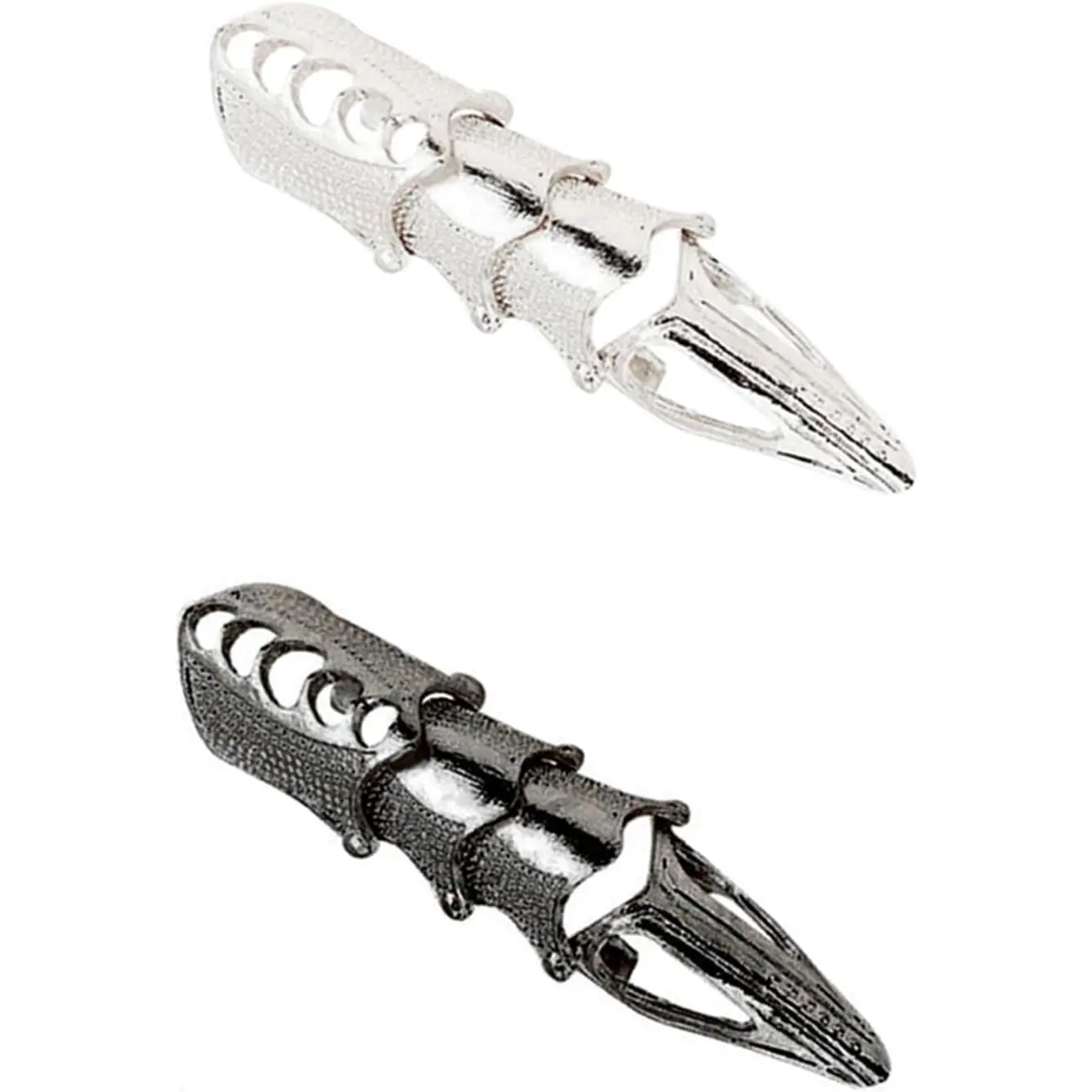 Punk Gothic Full Armor Ring Set, 2-4 Pcs Alloy Claw Knuckle Rings for Women Men, Adjustable Hinged Jewelry for Halloween Cosplay Daily, 0.87Inch Diameter