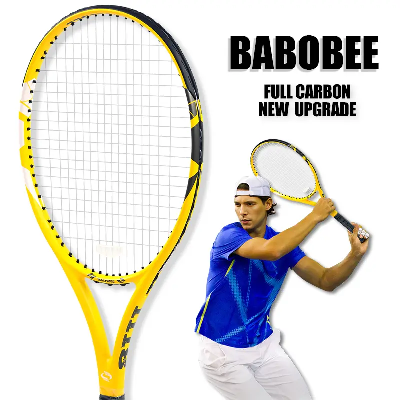 SALYWEE Pro Strung Tennis Racket - 100% Full Carbon Fiber, Ultra-Lightweight, Shock-Absorbing, Durable, 60-70lbs Tension, Better Attack, Expanded Hitting Range, Ideal for Adults, Perfect Gift with Free Carrying Bag