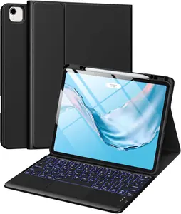 for iPad Air 13 inch & Pro 12.9 Case with Keyboard - Multi-Touch Trackpad, 7 Colors Backlit, Detachable Folio Keyboard Cover for iPad Pro 12.9 (6th, 5th, 4th, 3rd gen), Air 13 M3/M2 (Black)