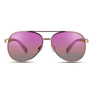 Velvet Eyewear Bonnie Polarized Round Eyeglass Frames in Rose Gold with Mauve Temples Light Flash Fade Mirrored Lenses Size Medium V730RG71
