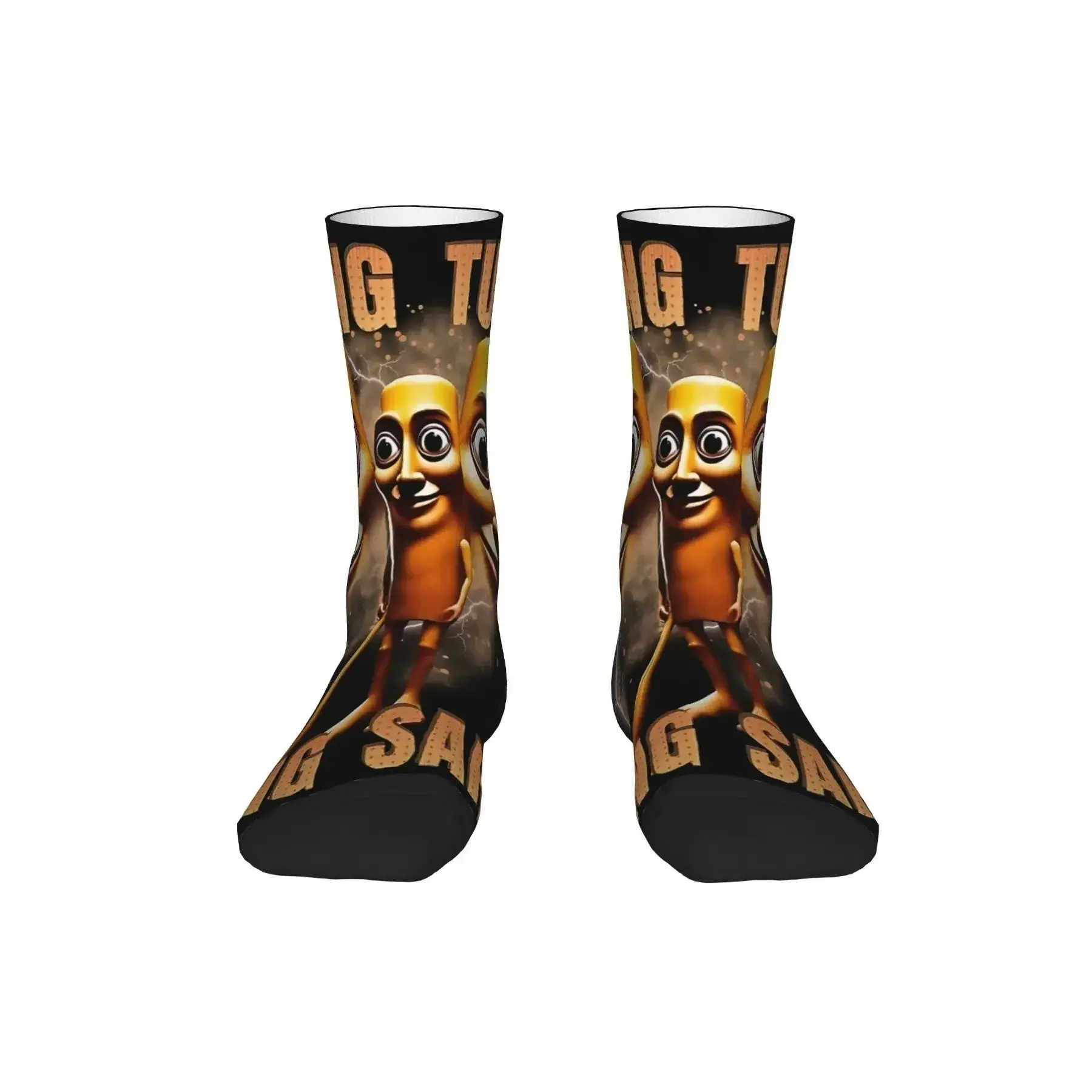 Brainrot Tung Tung Tung Sahur Funny Socks - 1 Pair Unisex Men's Vintage Hip Hop Street Style Wacky Novelty Crew Sock - Casual Stylish Pattern Printed Seamless Breathable Compression Happy Gift