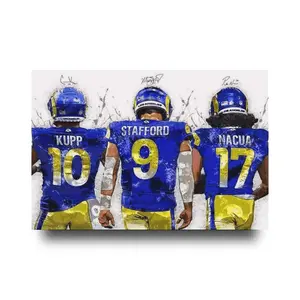 Matthew Stafford, Puka Nacua, Cooper Kupp, Los Angeles Rams, Canvas Wrap or Museum-Quality Poster, Fine Art, Man Cave, Kids room, Office
