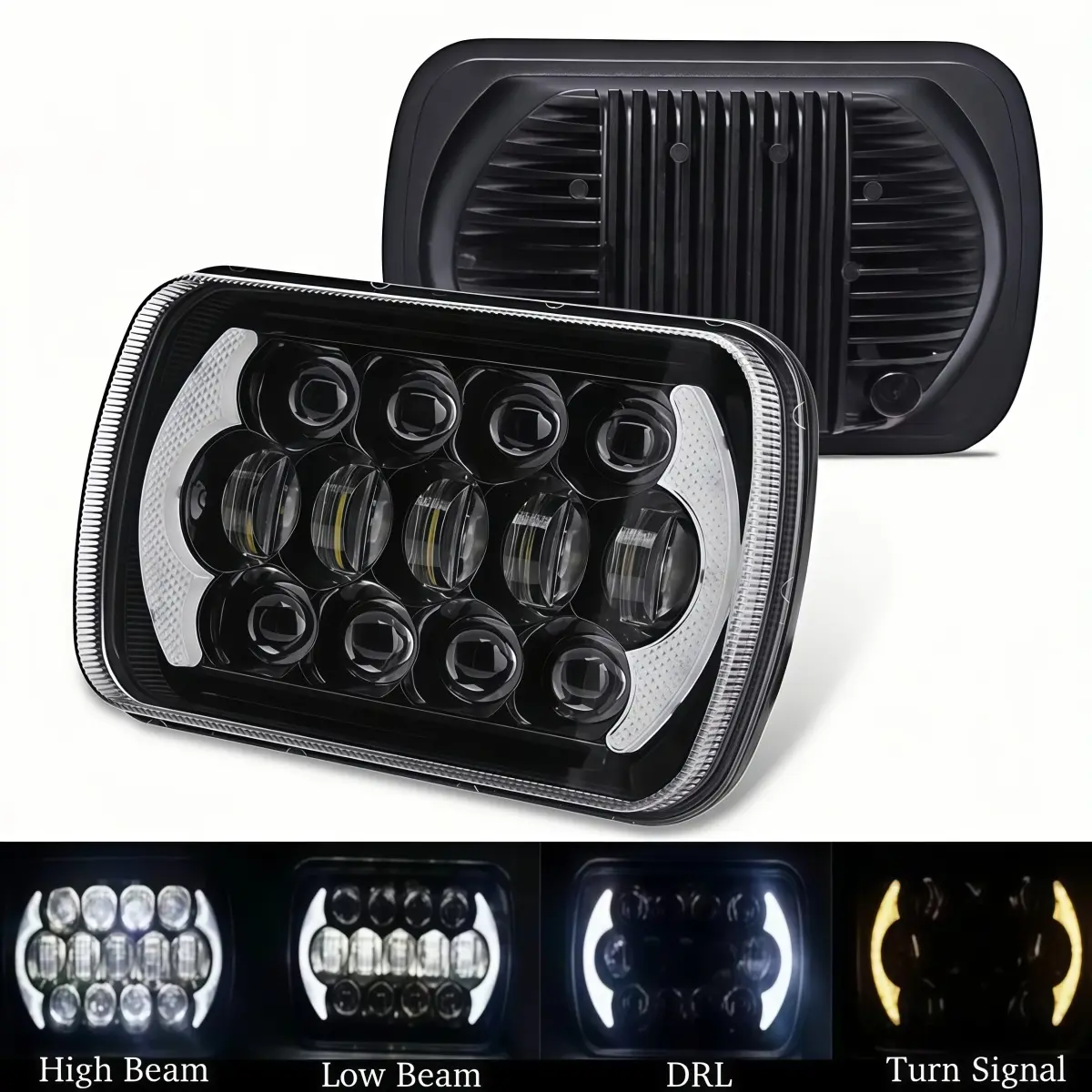 6054 LED Headlights 1 Pair - For S10 Blazer Express Van/Wrangler YJ XJ Cherokee, 2PCS 7x6 Inch (5x7) H6054 H5054 Sealed Beam, Hi/Low Beam, DRL, H4 Plug, Waterproof LED Lights, 6800lm Car Lighting