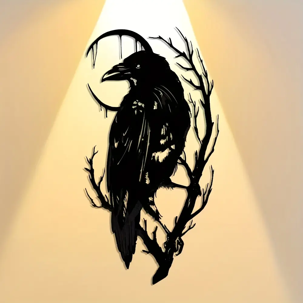 Elegant Abstract Crow Metal Wall Art, Abstract Design, Abstract Pattern, Artistic, Modern Decor, Inspirational Wall Art, Perfect for Home Office Cafe Decor, Ideal for Living Room Bedroom Balcony Kitchen Garden Decoration