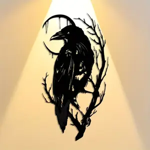 Elegant Abstract Crow Metal Wall Art, Abstract Design, Artistic, Modern Decor, Perfect for Home Office Cafe Decor, Ideal for Living Room Bedroom Balcony Kitchen Garden Decoration