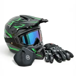 Off-Road Full Face Helmet – Ultra-Lightweight Matte Black Certified Dirt Bike Helmet Kit with Goggles, Gloves & Mask for ATV/UTV Riding