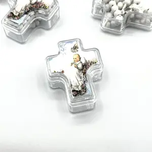 US LUOKASI 4/12pcs Baptism Favors White Beads Rosary in A Clear Plastic Cross Box Perfect for DIY Baptism Favors Holy Communions Recuerdo De Bautizo Quinceanera Christening Primera Communion Gifts Wedding Baby Shower Souvenirs