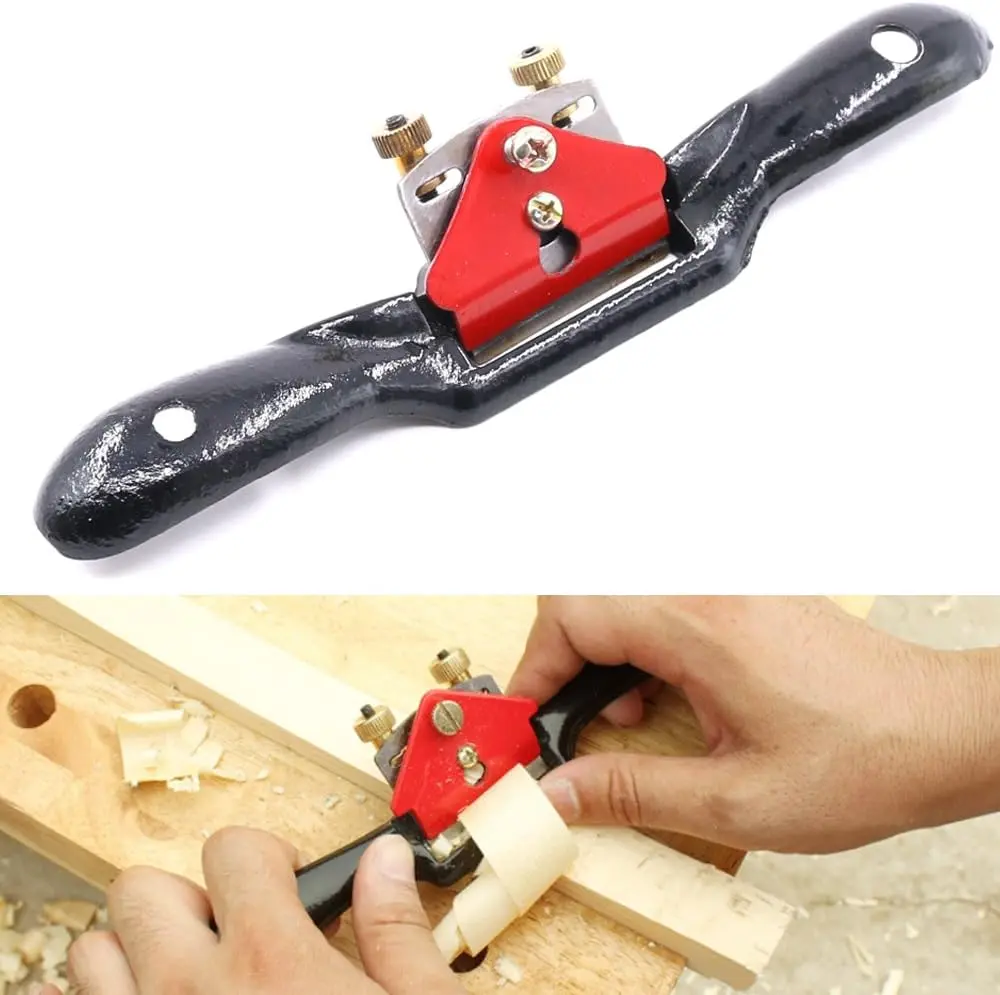 Adjustable SpokeShave Cutting Tool with Flat Base, Metal Blade Hand Tool for Precise Cut in Wood Craft