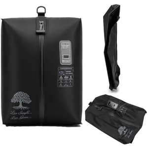 Dadamayar Dual Compression Storage Bag with Built-in Type-C Pump - Reusable Zippered, Heavy-Duty Zippered, Large Portable, 75% Space-Saving, Waterproof TPU, Airlock Sealing, Lightweight - 17L Black/25L for Travel Luggage Camping, Reusable Zippered Storage
