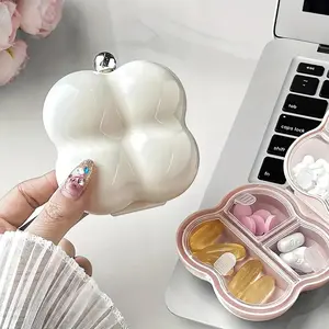 Cute Floral Pattern 7-Compartment Portable Pill Organizer Box, Vitamin Organizer, Compact Medicine Storage Container, Travel-Friendly Drug Holder, Vitamin Dispenser