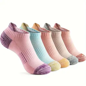 Women's Basic Minimalist 5-Pair Low-Cut Ankle Socks - Athletic, Breathable, Quick-Drying, Moisture-Wicking - For Running, Summer Outdoor Activities - Vibrant Trendy Colors