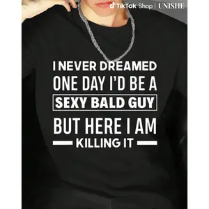 Hilarious Bald Joke T-Shirt for Men – 'Sexy Bald Guy' Saying on Soft Black Crew Neck