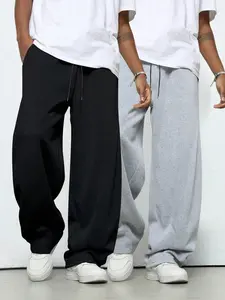 Unisex 2-Pack Oversized Baggy Sweatpants – Black & Heather Grey, Geometric, Premium Heavyweight Fleece, Ultra-Relaxed Wide-Leg Fit, Modern Y2K Streetwear Aesthetic, Perfect for Effortless Street Style, Durable & Versatile