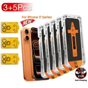 [5+3Pcs] For iPhone 17 Air 16 15 14 13 12 11 Pro Max Plus Mini ，5Pcs Screen Protector Set,  3Pcs Camera protective film，Tempered Glass Film Protection for iPhone Models 11-17 Series, Durable & Scratch Resistant Design Accessories
