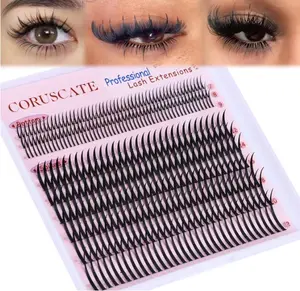 Lash Clusters with Spikes Ultra Long 12-22mm Lash Spikes 7-9mm Bottom Lashes Supply Cluster Eyelash Extensions For Pros Multi-Eye Lash Styles DIY Eyelashes for Manga/Spiky/Mega Look
