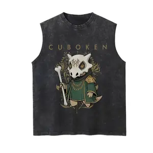 Unisex Cotton Vintage Washed Vest Sleep Symbol Retro Print Casual Regular Fit for Daily Wear Retro Band Style for Couples Perfect Boyfriend Gift