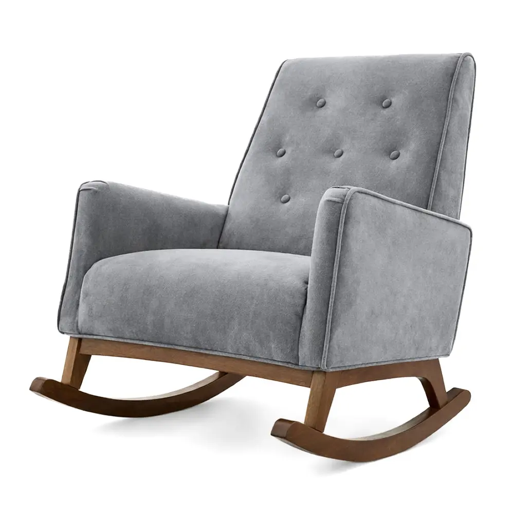 Windsor Grey Microfiber Fabric Rocking Chair, Indoor Furniture Nursery Rocking Chair for Home Use