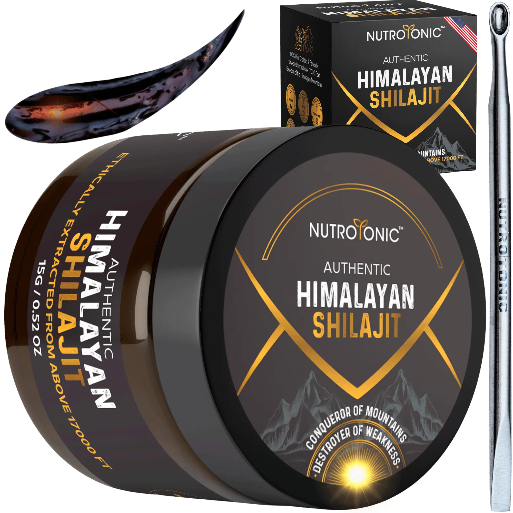NutroTonic Rare Himalayan Shilajit, 60 Days Sundried 40X Nano Filtered Genuine Shilajit Resin