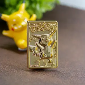 Gold Plated Pikachu Card Pin